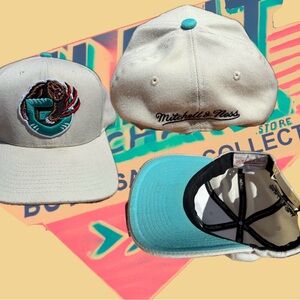 Mitchell & Ness Cream and Aqua Cap